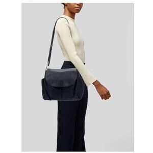 EUC Tory Burch Diaper bag crossbody nylon black leather trim messenger Thea